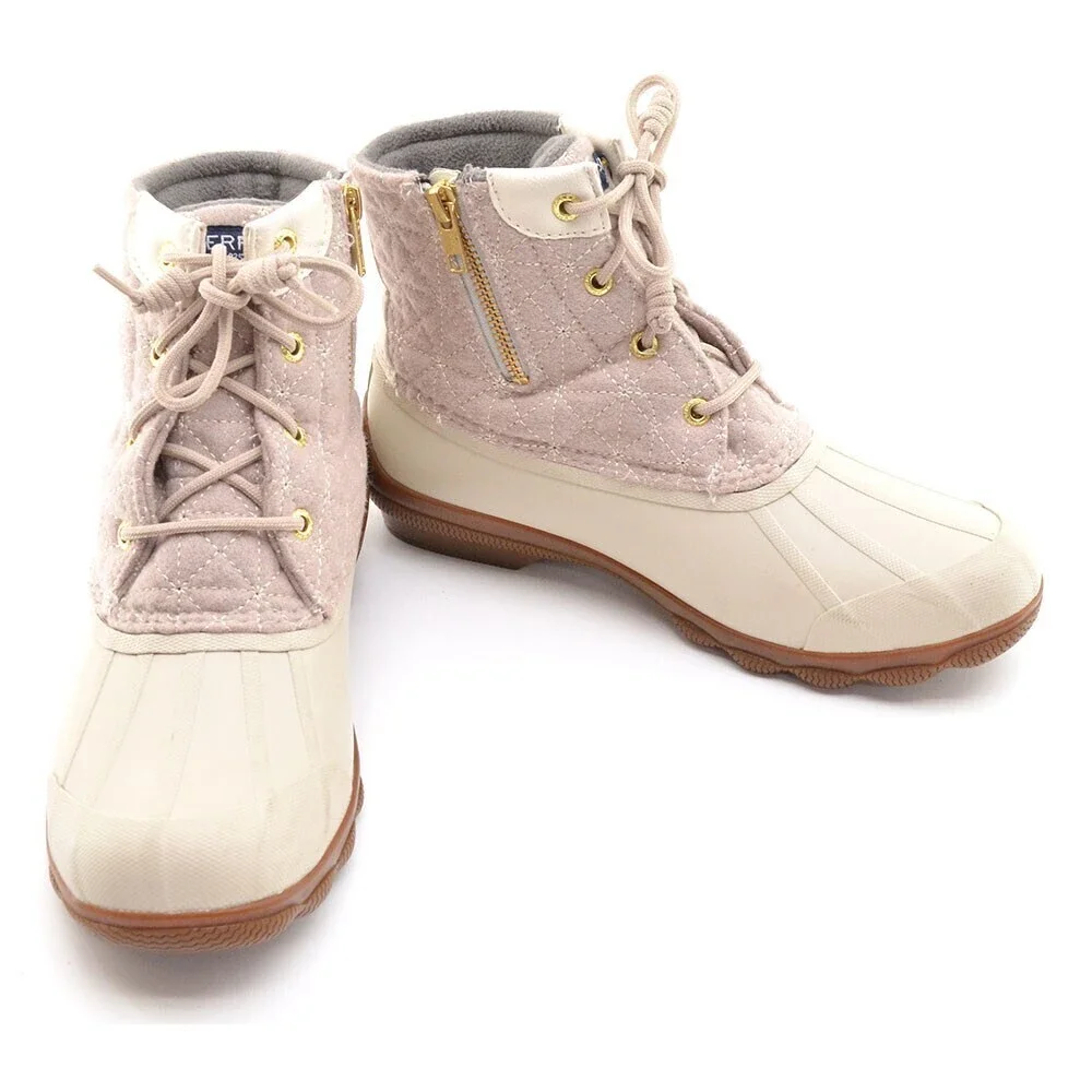 Sperry Syren Gulf Off White Wool Quilt Duck Boot 39 / 8